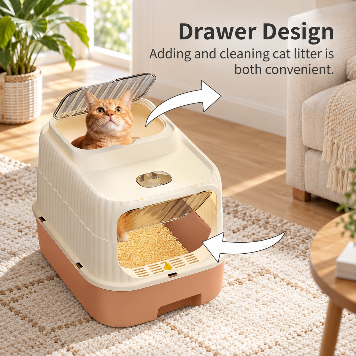 Enclosed Drawer Cat Litter Box