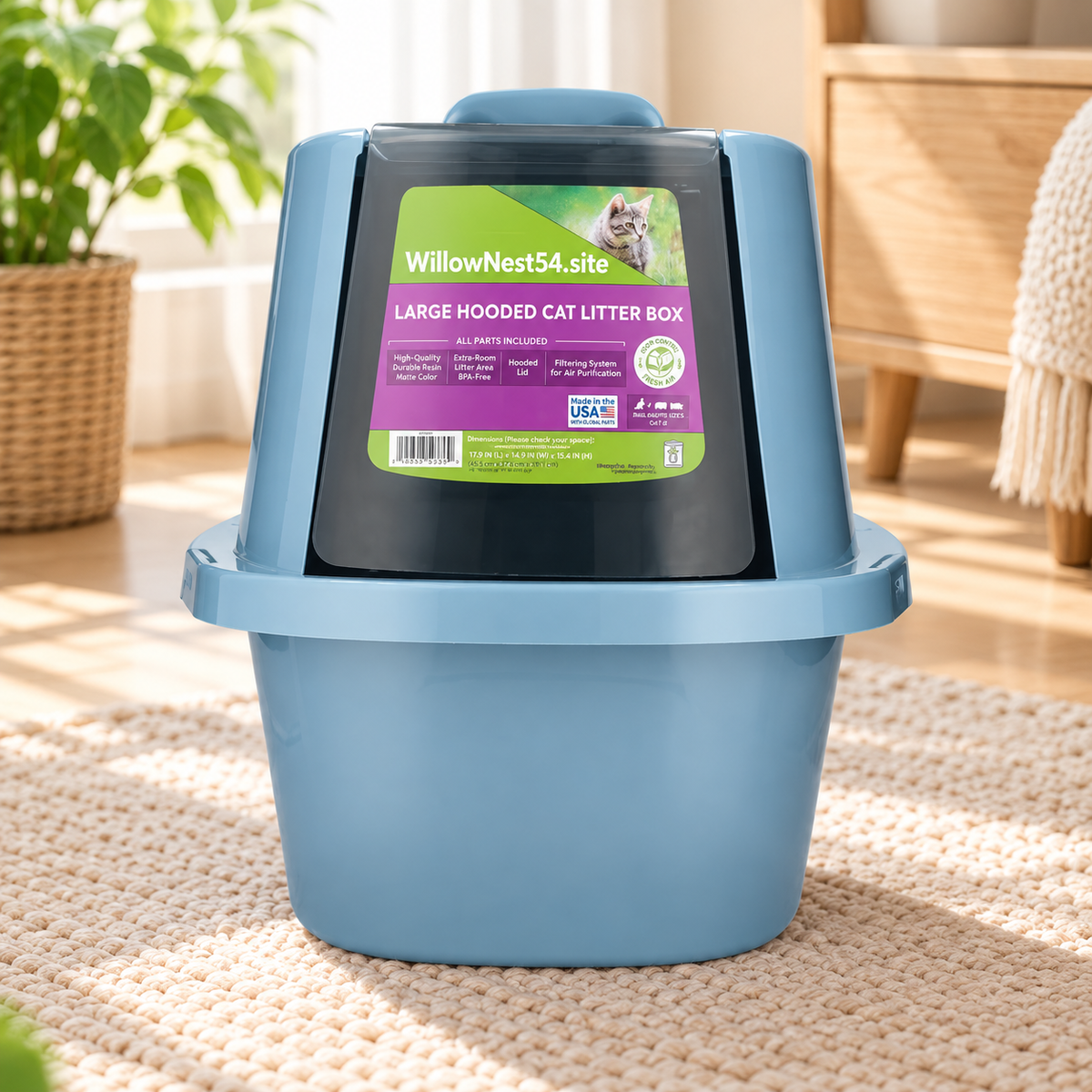 Large Hooded Cat Litter Box