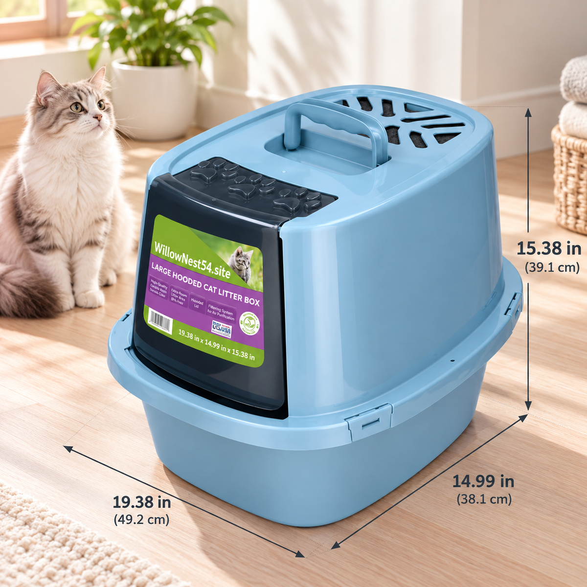 Large Hooded Cat Litter Box