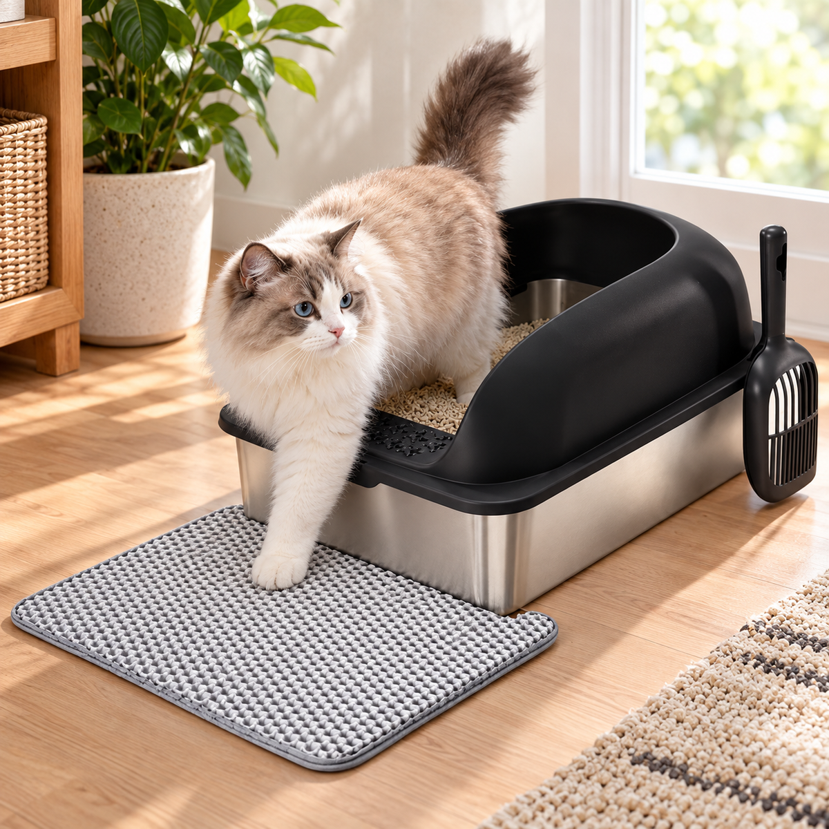 XL Stainless Steel Enclosed Litter Box