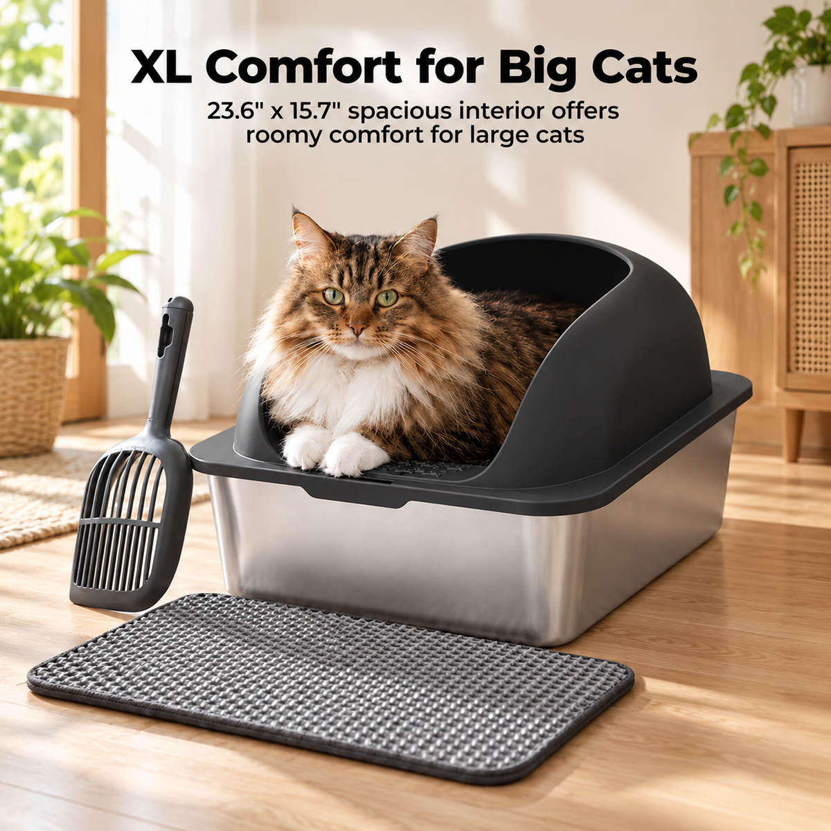 XL Stainless Steel Enclosed Litter Box