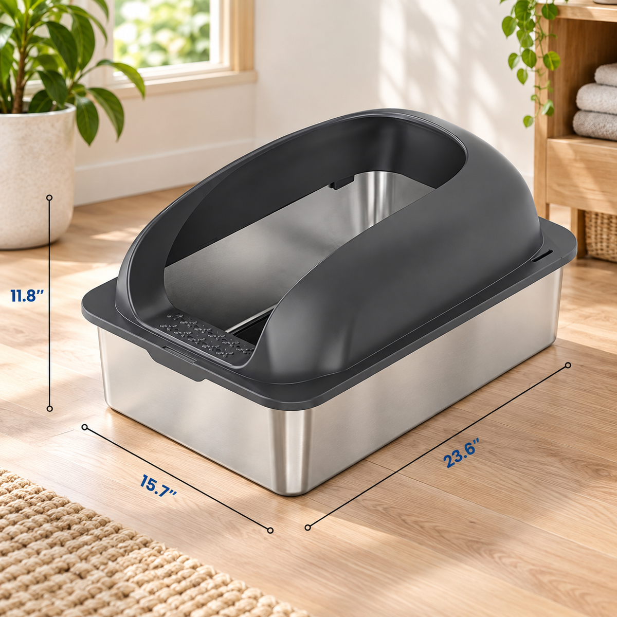XL Stainless Steel Enclosed Litter Box