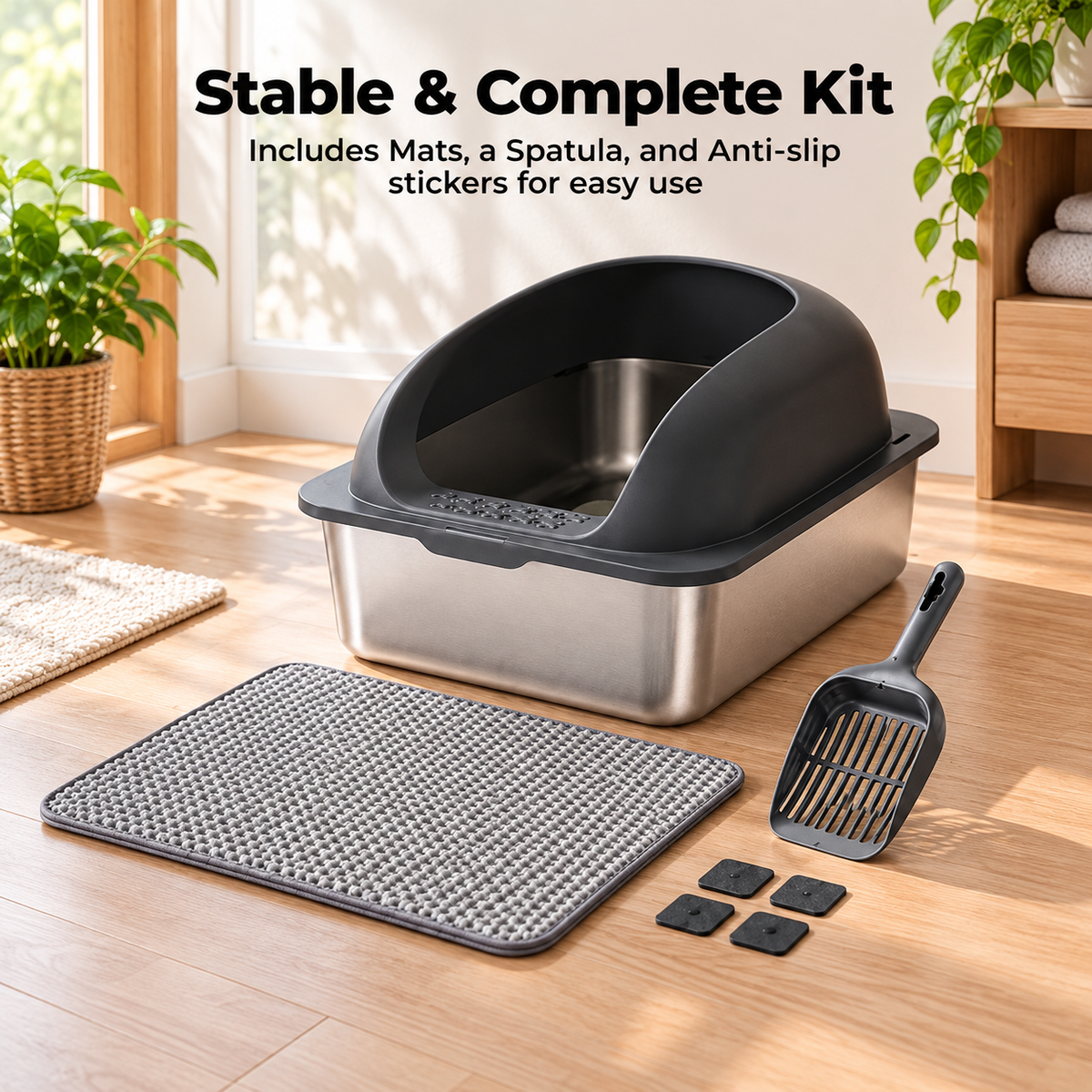 XL Stainless Steel Enclosed Litter Box
