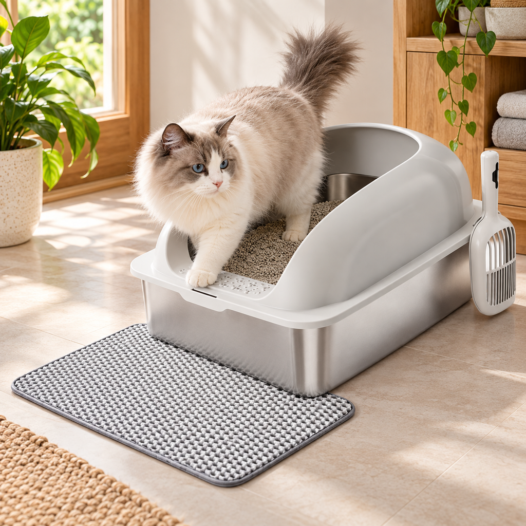 XL Stainless Steel Enclosed Litter Box