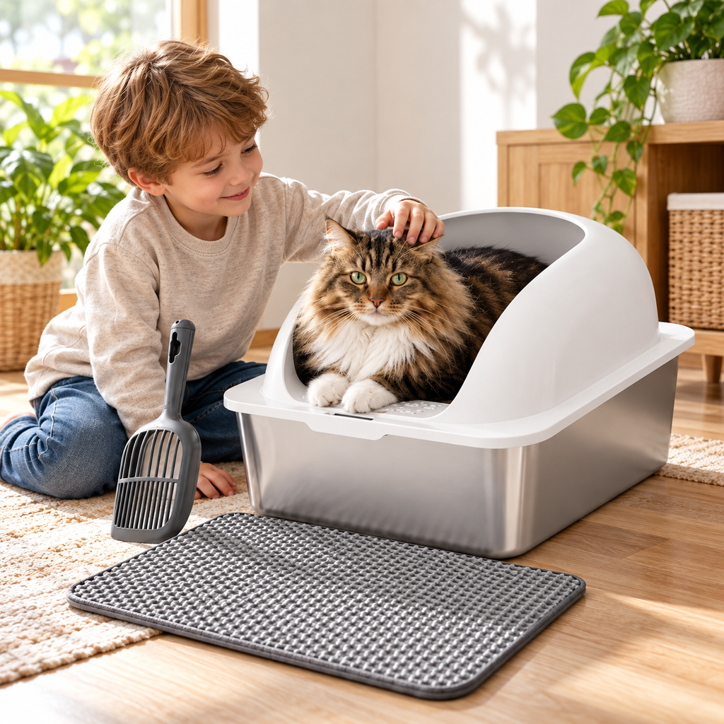 XL Stainless Steel Enclosed Litter Box