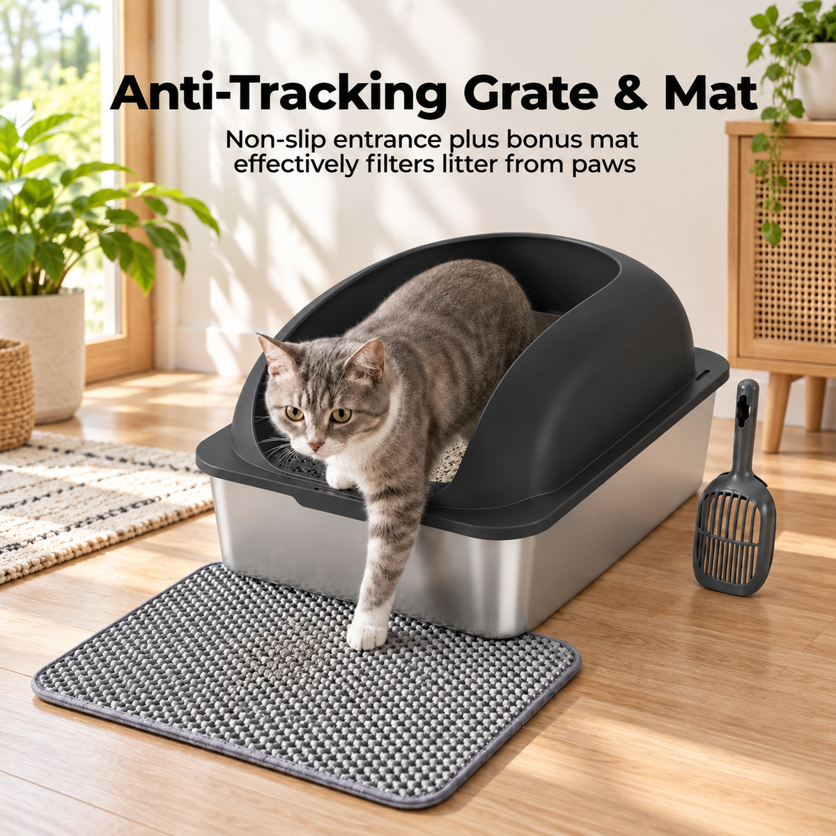 XL Stainless Steel Enclosed Litter Box