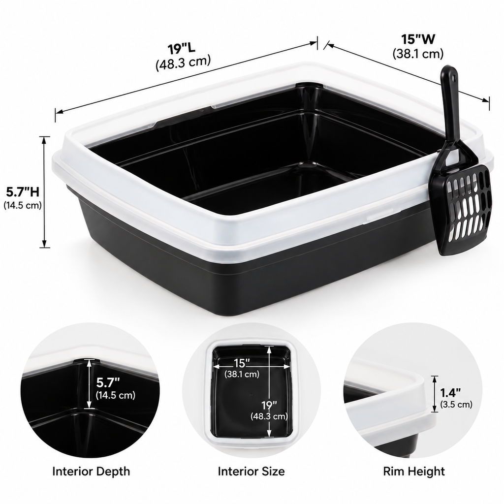 Open Top Cat Litter Box with Scoop
