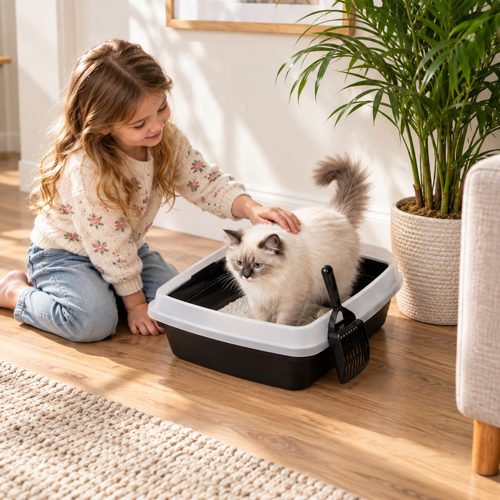 Open Top Cat Litter Box with Scoop