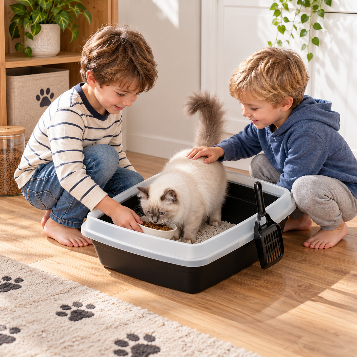 Open Top Cat Litter Box with Scoop