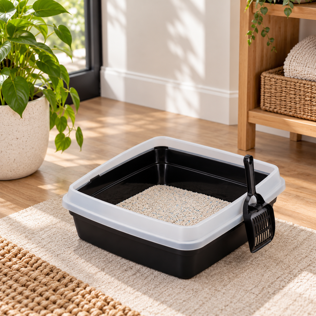 Open Top Cat Litter Box with Scoop