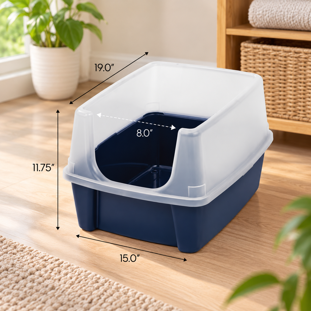 High-Sided Cat Litter Box with Scoop