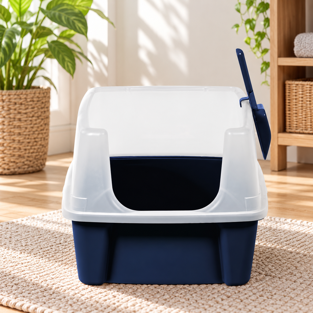 High-Sided Cat Litter Box with Scoop