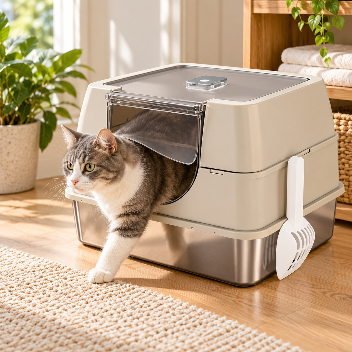 Side Entry Enclosed Cat Litter Box