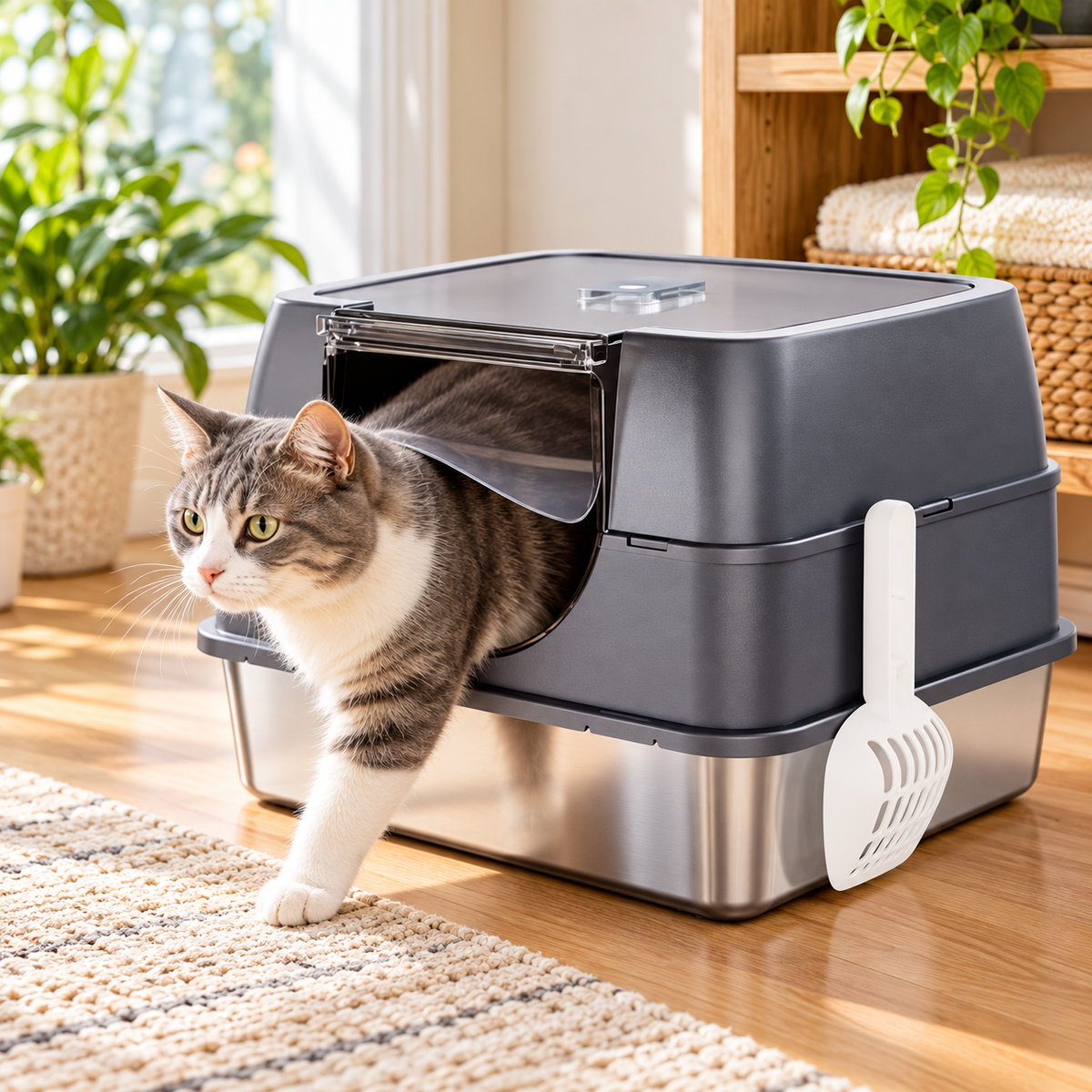 Side Entry Enclosed Cat Litter Box